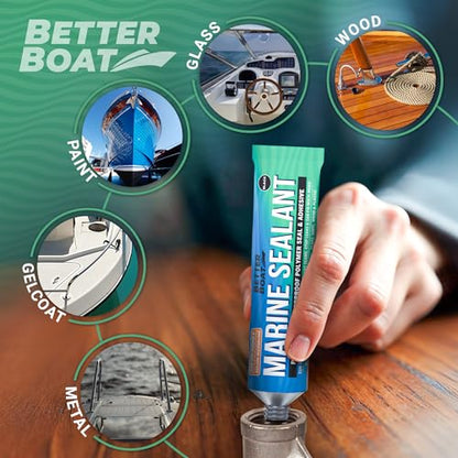 Marine Sealant and Adhesive, Waterproof Marine Grade Caulk, High-Temperature Water Sealant for Boat, Auto, and RV, Silicone-Free, Black, 1 Tube, 3 Oz - color: Black, size: 3 oz