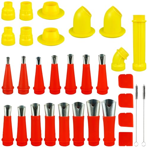 Upgrade Caulking Nozzles Tips Caulk Finisher Kit Caulk Gun Tips with Connection Bases Replacement with Brush - style: V- style