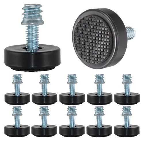 NEWBYTEK M6 Adjustable Furniture Leveler, 12 Pack Rubber Leveling Feet Screws in Threaded, Feet Levelers Screw On Furniture Glide Leveling for Table, Chair, Furniture Legs (with Insert nut) - size: Metric M6 | Install Kit (With Nut)
