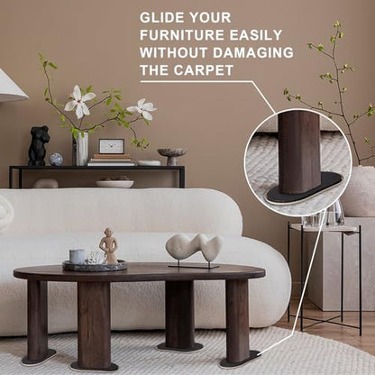 Furniture Sliders, Furniture Sliders Pads for Hardwood Floors, Chair Legs Floors Protectors, Reusable Round Glides Glider, Heavy Duty Furniture Movers Sliders (4 Pcs, 5 3/4inch x 9 1/2inch,Coffee) - size: 9 1/2" Oval-4 Pack Coffee