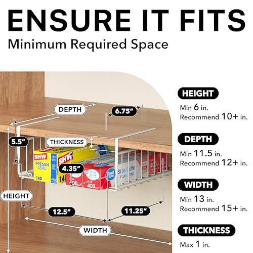 Simple Houseware Under Shelf Basket, White - size: 1 Pack