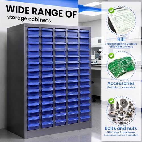 75 Drawer Heavy Duty Parts Cabinet,2mm Steel Frame & ABS Drawers with Labels/Divider,550Lbs Nut Bolt Screw Organizer for Workshop,Garage,Hardware Storage - size: Parts Cabinet：26" X 9" X35 inch
