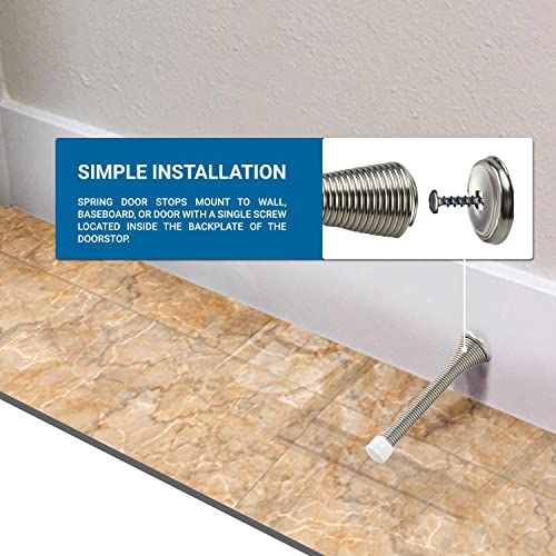 25 Pack Rok Hardware 3-3/4" (95mm) Longer Version Flexi Spring Heavy Duty Wall Door Stop Bumper ROKDS2BN, Brushed Nickel - color: Brushed Nickel, size: 25 Pack