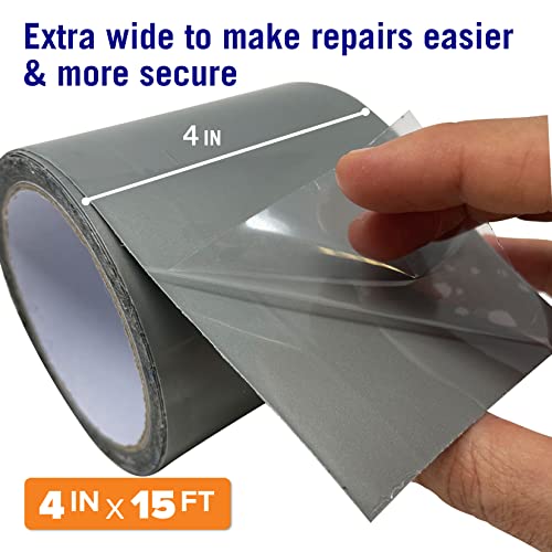 Better Boat Gray Waterproof Tape for Leaks Heavy Duty Marine Grade Seal Tape, 15 ft x 4 in, Canvas, Gutters, HVAC, Outdoor Sealing - color: Gray