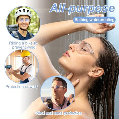 ElevateTech Safety Glasses Goggles, 2 Pcs Anti Fog Protective Eyewear Clear Eyelash Protector Shower Goggles Shield - color: Clear