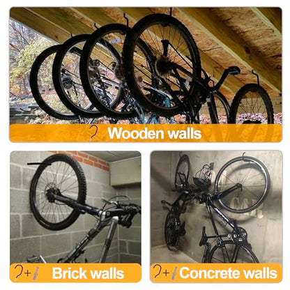 KURUI Heavy Duty Screw in Hooks for Hanging, 12 Pack Bike Hooks for Garage Wall with Screw Anchors, Wall Mount Bicycle Storage for Ceiling, Large Black Plant Hooks for Ceiling - style: 12 Pcs-6 in
