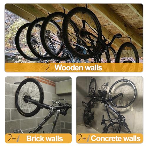 KURUI 9 in Mountain Bike Hooks for Garage Ceiling, Heavy Duty Bicycle Hangers for Hanging, Large Screw Hooks for Garage Ceiling Wall, No Drill Ceiling Hooks for Hanging Outdoor String Lights Plants - style: 4 Pcs-9 in