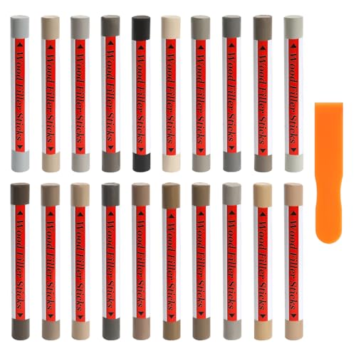 Wood Filler Sticks, 20 Colors Wood Repair Wax Crayons Furniture Markers Touch Up Kit for Repairing Scratches, Dents, Cracks, Holes in Wooden Floors and Furniture, Gray Series