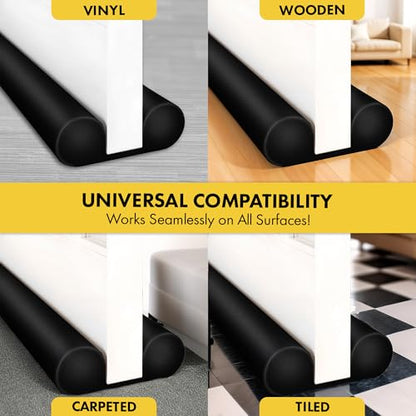 Under Door Draft Stopper for Bottom of Door Insulation for Winter 36” - Insulation Reduces Electric Power Bill - Heat,Sound and Light Proofing Barrier- Adjustable Gap Filler and Door Sweep - Black