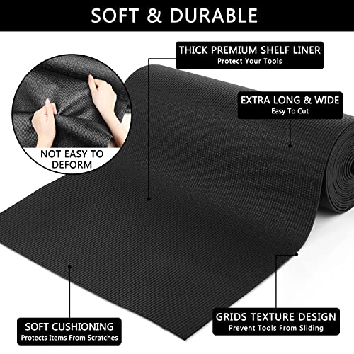 Foam Toolbox Liner Drawer Mat 1/8 Inch Thick X 18 Inch Wide X 24 Ft Long Black, No Slip for Protecting Cabinet, Garage, Cart, Tool Box - color: Black, size: 18"W x 288"L