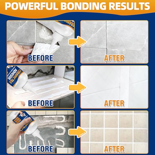 Heavy Duty Construction Adhesive, 10.5 oz Waterproof Tile Adhesive, Versatile Cement Glue for Tile, Concrete, Stone, Wood, Floor, Wall and Granite, Strong Bond, Indoor & Outdoor Use,Construction Glue