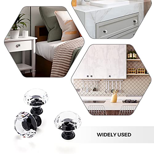 Ravinte 5 Pack Crystal Drawer Knobs - Glass Cabinet Knobs, Diamond Shaped, 30 mm with Black Base - color: Black