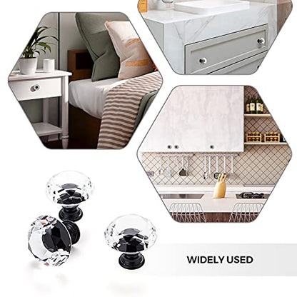Ravinte 5 Pack Crystal Drawer Knobs - Glass Cabinet Knobs, Diamond Shaped, 30 mm with Black Base - color: Black