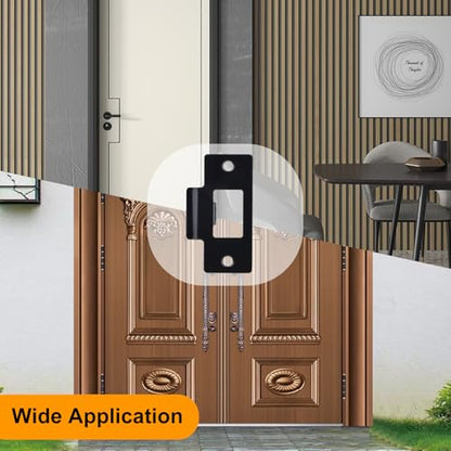 5PCS Universal Door Strike Plate，Replacement Lock Strike Plate T Strike Deadbolt with Screw，Stainless Steel Deadbolt Covers Door Reinforcement Kit for Interior Exterior Door Use(Black)