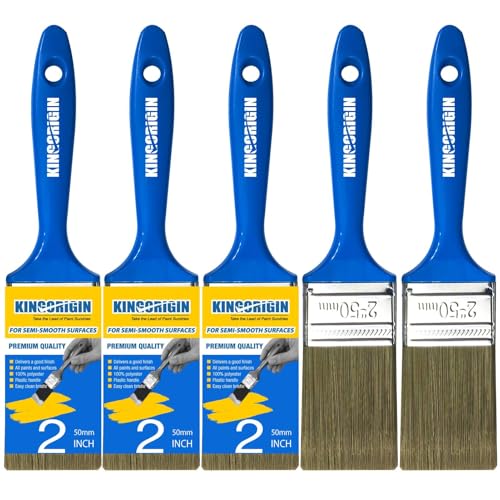 King Origin Versatile Paint Brush Set, 5 Pack, 2 Inch Paint Brushes, Small Paint Brushes for Walls, Furniture, Crafts - Detailed Painting & Larger Surface Coverage - color: 5 Pack, 2 Inch