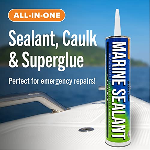 Marine Sealant and Adhesive, Waterproof Marine Grade Caulk, High Temp Water Sealant for Boat, Auto, RV, Without Silicone - 1 Tube, Gray, 10 oz - color: Gray, size: 10 oz
