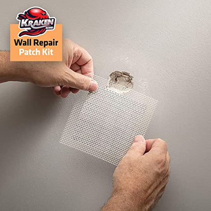 Kraken Bond Drywall Patch Repair Kit - (12x8 fl.oz.) Easy to Use Wall Patch Repair Kit for Drywall Hole & Cracks, Includes Aluminum Self-Adhesive Patch, Grit Sandpaper, Plastic Putty Knife, 12 Pack - size: 12 Pack
