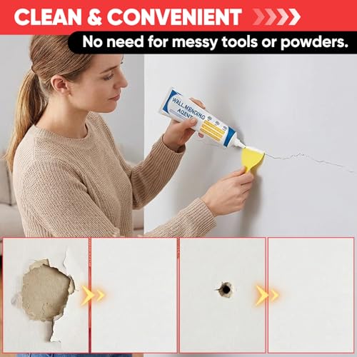 Drywall Patch Repair Kit,Wall Repair Kit for Drywall, Wall Mending Agent Paste to Fix Cracks, Holes & Dents, Waterproof & Damp-Proof, No Powder Mess, Easy Application for Home Maintenance (1 Set)