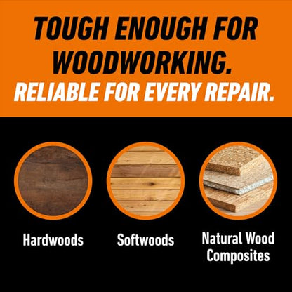 Gorilla Wood Glue; 8 Ounce Bottle; Natural Wood Color; (Pack of 1)