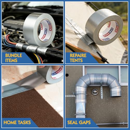 2 Pack Duct Tape Heavy Duty, Silver Tape 2 Inches x 30 Yards, 8.27 mil, Strong Industrial Strength, Flexible, No Residue, Waterproof and Tear by Hand, Multi-Use for Indoor & Outdoor Repairs - color: Silver