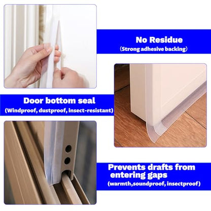 Silicone Weather Stripping Seal Door Tape 16.5 Feet Strip Bottom Draft Insulation Stopper Weatherproof Soundproof for Door Frame or Window Bathroom Shower Glass Gaps - size: 35MM*16.5 FT