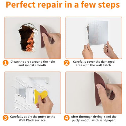 Wall Patch Drywall Repair Kit, 10 x 10 Inch, Self-Adhesive Mesh Patch, Permanently Repairs Damaged Large Walls Hole and Ceilings - size: 10in