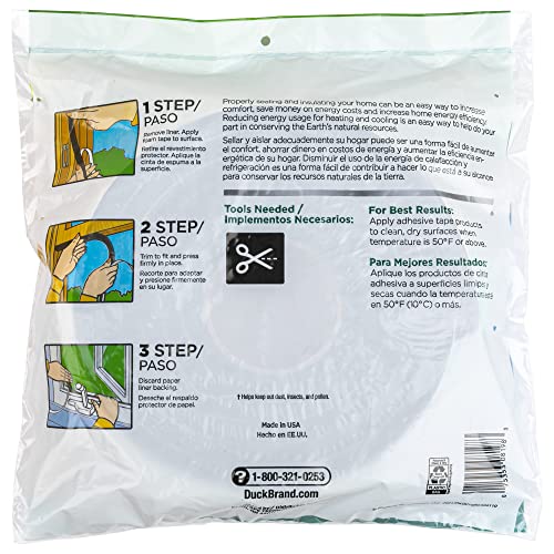 Duck Brand Self Adhesive Foam Weatherstrip Seal for Extra Large Gaps, 30 Total Feet, Window and Door Seal Strip Foam Tape, 3/4-Inch Wide x 1/2-Inch Thick x 10-Feet Long, 3 Rolls, Charcoal (284424)