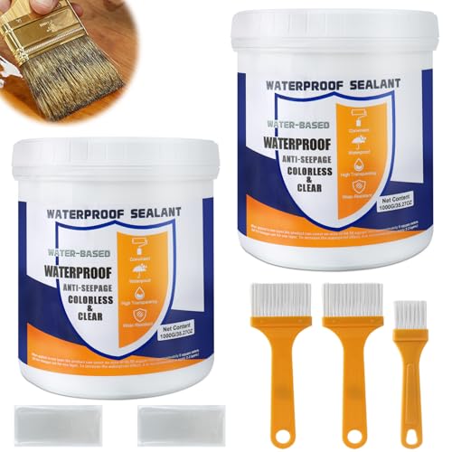 Invisible Waterproof Sealant & Transparent Coating - 70.6 oz Liquid Leak Repair for Roof, Walls, Bathroom, Kitchen | Indoor/Outdoor Use with 3 Brushes | Anti-Leakage & Crack Protection - color: Transparent-70.6 oz