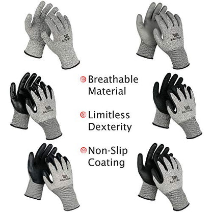 ACKTRA Level 5 Cut Resistant Safety WORK GLOVES, 12 pairs - size: X-Large (Pack of 12), style: Microfoam Coating