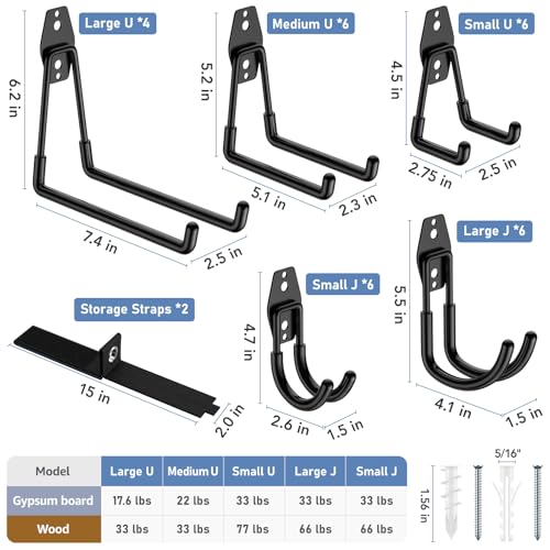 Garage Hooks with Anti-Slip Coating,Heavy Duty Wall Mount Storage Hooks for Hanging Bike,Hose,Ladder,Yard,Garden Tools (30 Pack Black) - color: 30 Pack Black