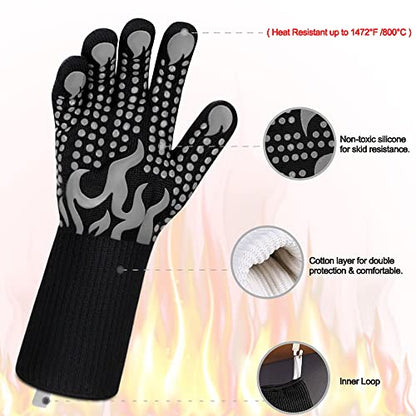 Comsmart BBQ Gloves, 1472F Heat Resistant Silicone Non-Slip Oven Mitts, Long Kitchen Gloves Perfect for Grilling, Cooking, Baking, Cutting - color: Gray, size: long