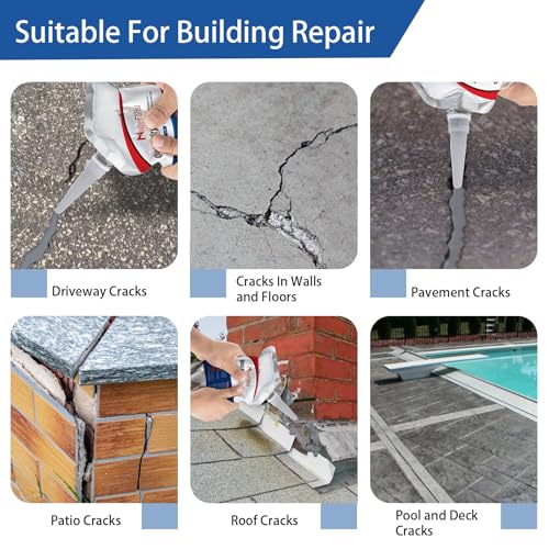 Concrete Crack Sealant, Premium Concrete Crack Filler, Weather-Resistant Caulking Glue,Quick-Drying & Waterproof Repair Adhesive for Slabs, Driveways, Sidewalks (2-Pack) - style: 2 Pcs,2.2LB