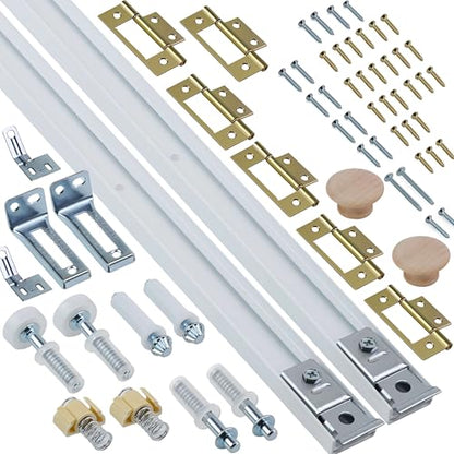 Bifold Door Hardware Kit, 2-Pack 48-Inch Bi-fold Closet Door Track Kit Bifold Closet Door Hardware Kit Folding Door Hardware Repair Replacement Tool Kit - size: 48 Inch