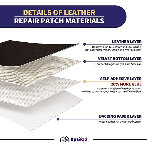 Leather Repair Patch Tape Kit, Self Adhesive Leather Repair for Furniture, Couch, Sofa, Car Seats,Office Chair,Vinyl Repair Kit.30inx16in - color: Dark Brown, size: 30 in X 16 in