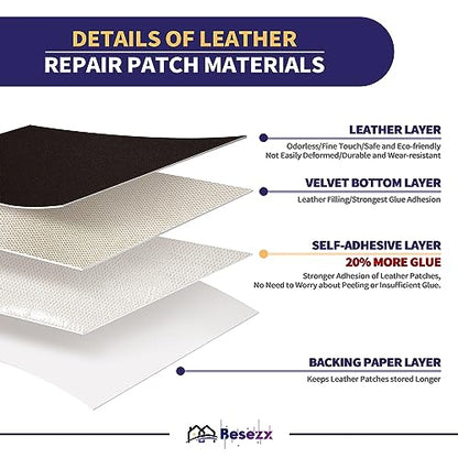 Leather Repair Patch Tape Kit, Self Adhesive Leather Repair for Furniture, Couch, Sofa, Car Seats,Office Chair,Vinyl Repair Kit.30inx16in - color: Dark Brown, size: 30 in X 16 in