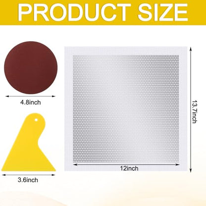 Yaocom 2 Pcs 12x12 Inch Drywall Repair Kit Self Adhesive Mesh Drywall Repair Patch Set with Sanding Pads and Scraper Heavy Duty Metal Aluminum Dry Hole Patch Tools for Large Hole Wall Ceiling Tool - size: 12 x12"