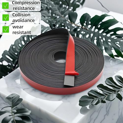 1" x 1/8" Thick Self-Adhesive Rubber Strip - Heavy Duty Weather Stripping,Soundproofing,Anti-Slip Tape for Doors,Vibration Proof for HVAC,Electrical Cabinet，Windows,Cars,Flooring (10ft Black)