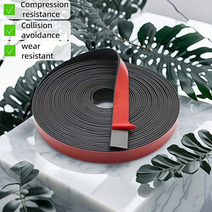 1" x 1/8" Thick Self-Adhesive Rubber Strip - Heavy Duty Weather Stripping,Soundproofing,Anti-Slip Tape for Doors,Vibration Proof for HVAC,Electrical Cabinet，Windows,Cars,Flooring (10ft Black)