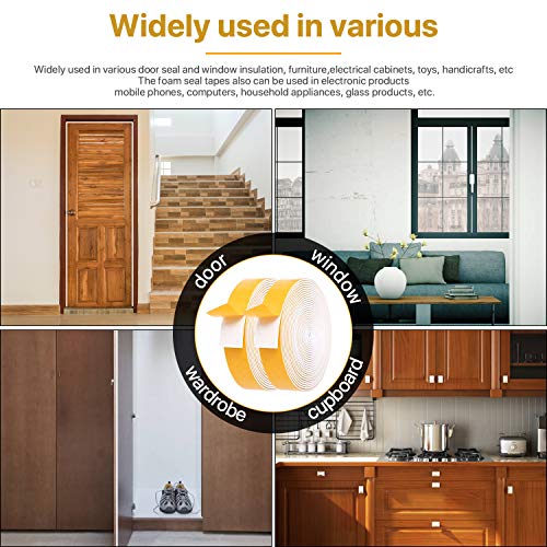 Foam Weather Stripping-2 Rolls, 1 Inch Wide X 1/16 Inch Thick Total 26 Feet Long, Foam Strip with Adhesive for Doors and Windows Insulation(13 ft x 2 Rolls) - size: 1" (W) x 1/16" (T) x 26' (L)