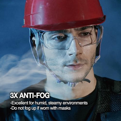 DEX FIT Safety Glasses Over Eyeglasses SG210N - Anti-Fog & Scratch Resistant Z87.1 Certified, Adjustable Temples, Side Shields, UV Protection, Clear Lens PPE for Men & Women; Black & Gray, 1 PC - color: Black/Gray - Clear, size: 1 PC