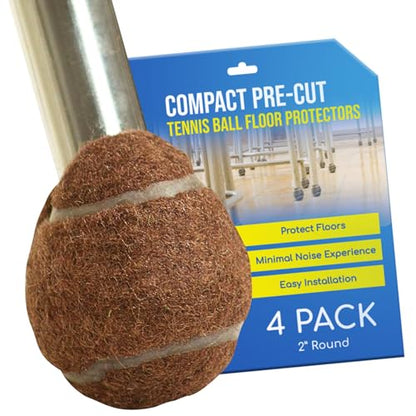 Small 2 Inch PreCut Tennis Ball Glides for Chairs 4ct (Brown) - color: Brown