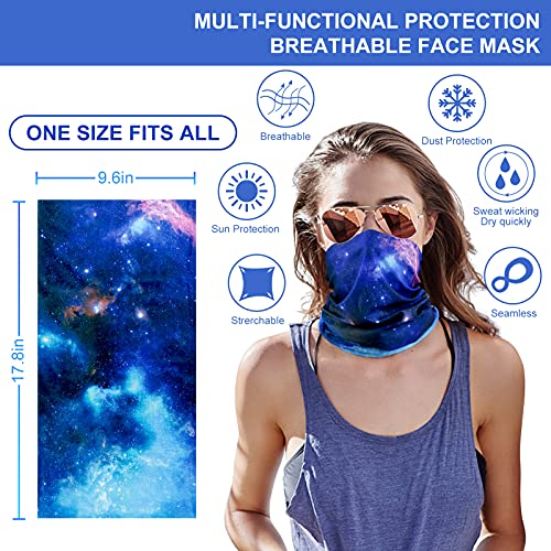 6 Pack Neck Gaiter Elastic Balaclavas Face Mask Versatile Bandana for Men Women - color: Galaxy 6 Packblack