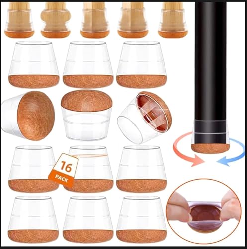 Chair Leg Protectors for Hardwood Floors, Felt Chair Furniture Pads feet Covers for Wood Hardwood Floors Protector, Clear Square Silicone Felt Pads for Smooth Moving 16Pcs (Fit 0.6 "to 0.7") - size: Small (Fit 0.5 "to 0.8")