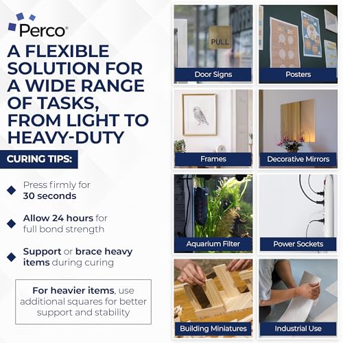 Perco Double Sided Mounting Tape Roll, Clear Nano Tape, 1"x120" (10 ft) – Strong Reusable Adhesive for Wall, Shelves, Picture Hanging, Posters, Décor, Crafts, DIY Projects, Custom Lengths - size: 1x120 inches