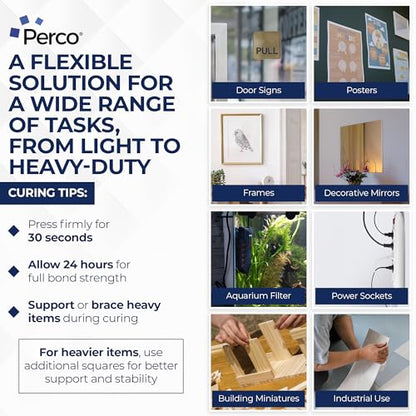 Perco Double Sided Mounting Tape Roll, Clear Nano Tape, 1"x120" (10 ft) – Strong Reusable Adhesive for Wall, Shelves, Picture Hanging, Posters, Décor, Crafts, DIY Projects, Custom Lengths - size: 1x120 inches