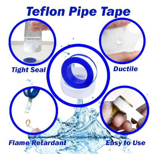 Teflon Professional Grade Pipe Tape, 10 Rolls PTFE Plumbers Thread Flex Seal Tape for Waterproof Sealing Plumbing, Air and Hydraulic Systems, 1/2 X 394 Inches