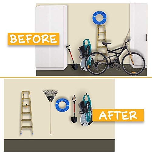 12pack Steel Garage Storage Utility Double Hooks Organizer Heavy Duty Wall Mount Tool Holder for Organizing Power Tools Ladders Bulk Items - size: Utility Hooks 12pack