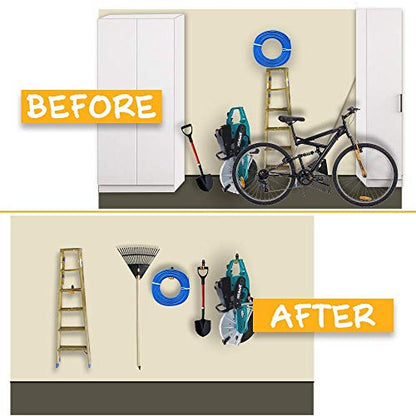 12pack Steel Garage Storage Utility Double Hooks Organizer Heavy Duty Wall Mount Tool Holder for Organizing Power Tools Ladders Bulk Items - size: Utility Hooks 12pack