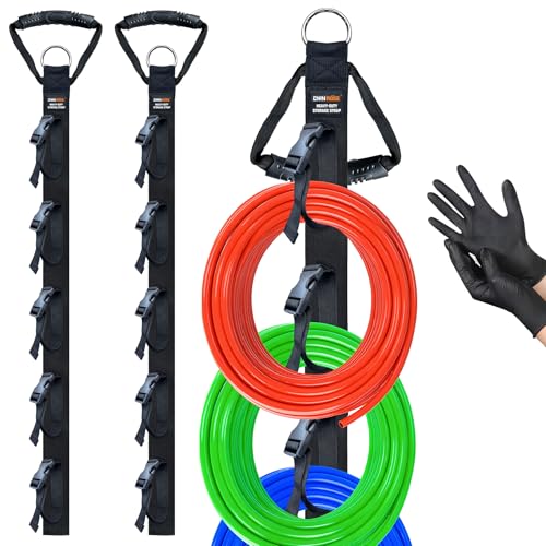 Extension Cord Organizer 2 Pack, Cord Storage Organizer with 5 Slots, Garage Garden Storage Straps, All in One Hanger Straps for Cable, Hose, Rope, Tool Management
