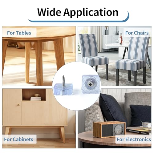 Alise 12Pcs Square Rubber Furniture Pads,Rubber Feet Sliders Carpet Saver Hardwood Floor Protectors Surface Protection for Chair Table Sofa Couch Leg Caps Non Slip Furniture Grippers,Blue,1''x1'' - color: Clear-blue